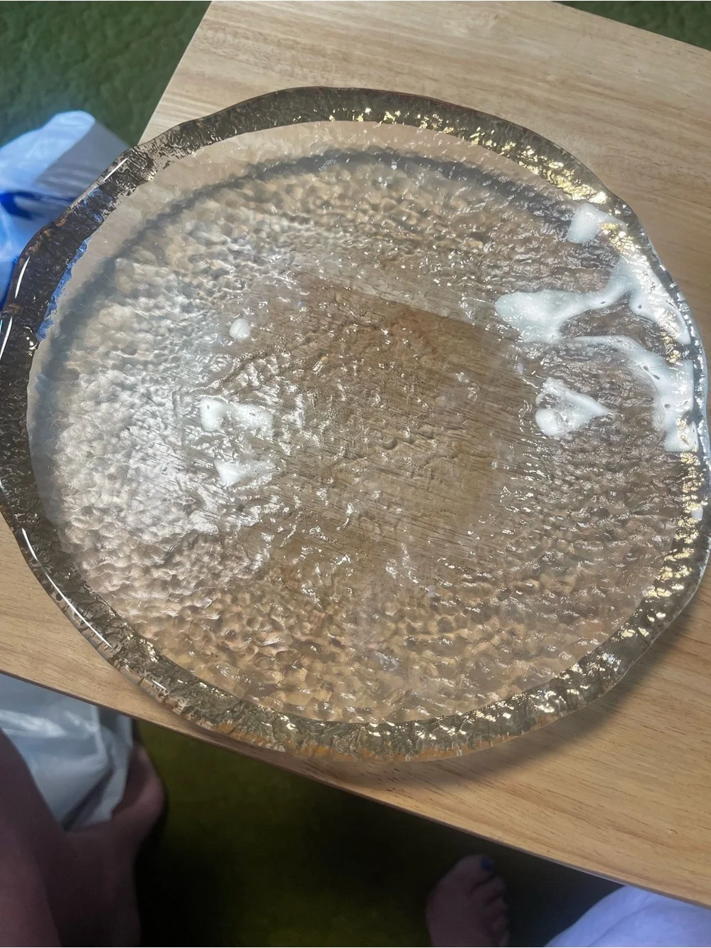 Italian IVV Crystal Glacier Pattern Serving/Dinner Plate Gold Trim